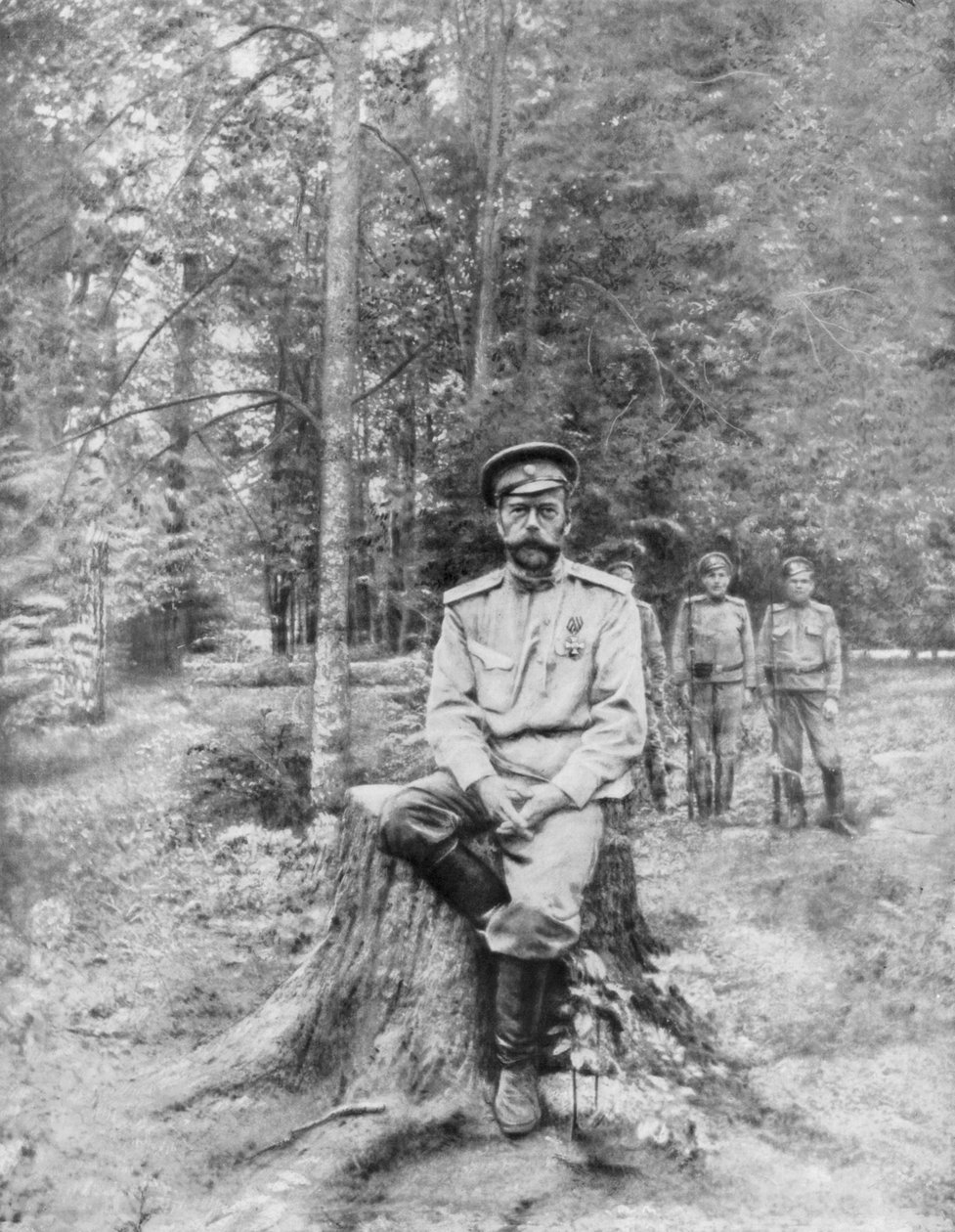 Tsar Nicholas II i eksil, Tobolsk, Sibir, 13. august 1917 av Unbekannt