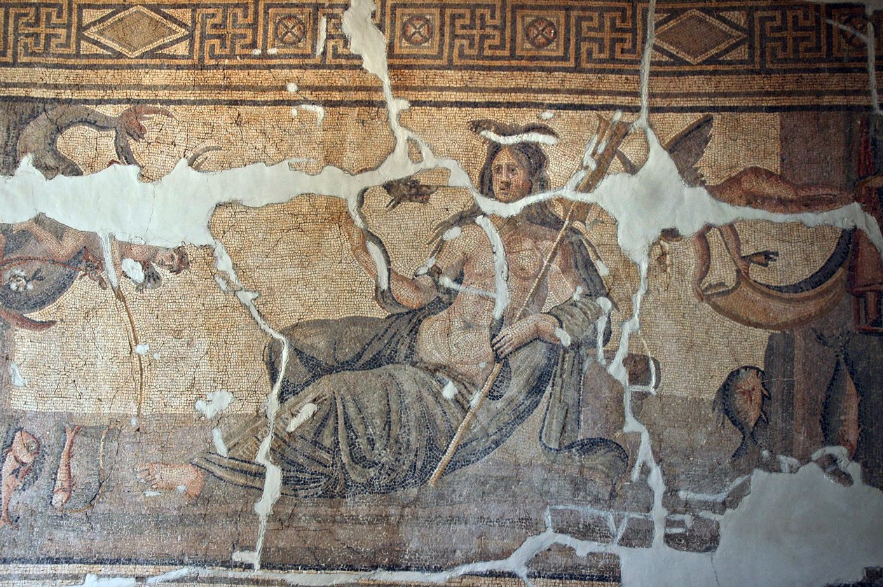 Tyrkia, Thetis blant fiskemosaikken, fra Iskenderum, Tyrkia av Unbekannt