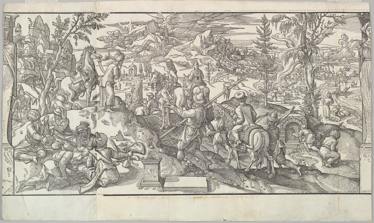 Tyrkiske soldater i hvile fra frisen Ces Moeurs et fachons de faire de Turcz Customs ..., 1553. av Unbekannt