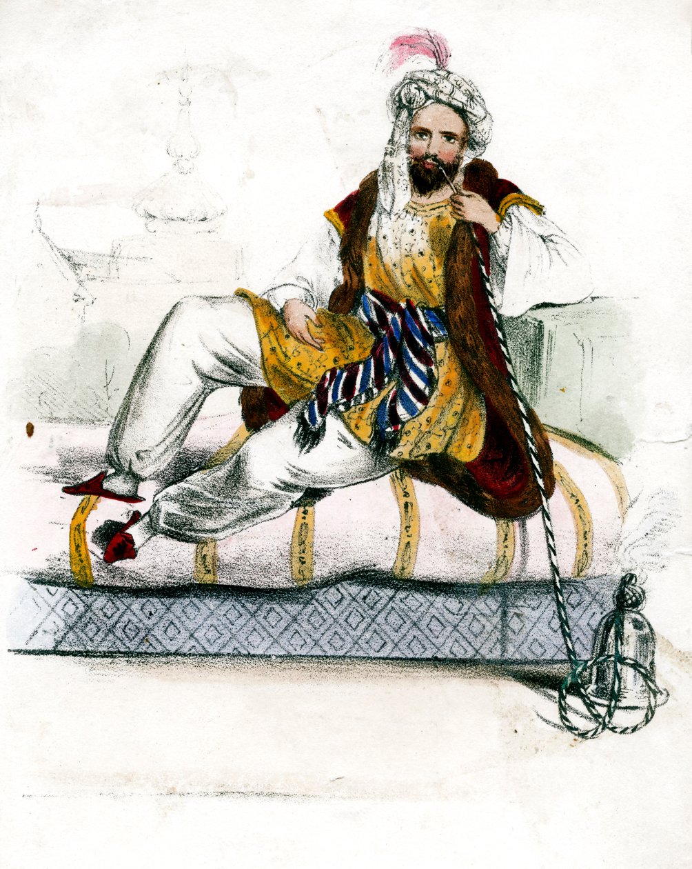 Tyrkisk mann som røyker vannpipe, c1800-tallet av Unbekannt