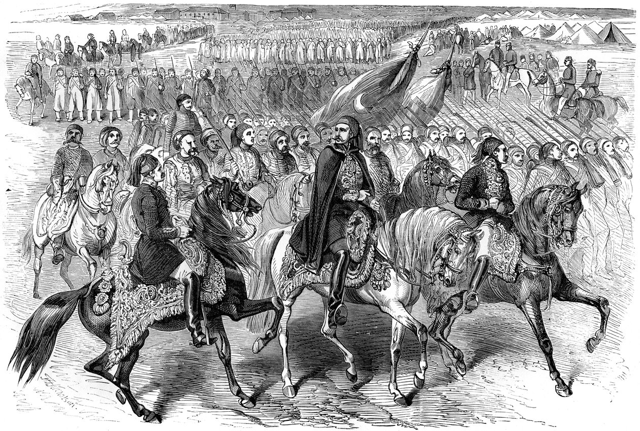Tyrkiske tropper på marsj, Kamiesh, Balaclava, Krim, 1854 1882-1884 av Unbekannt