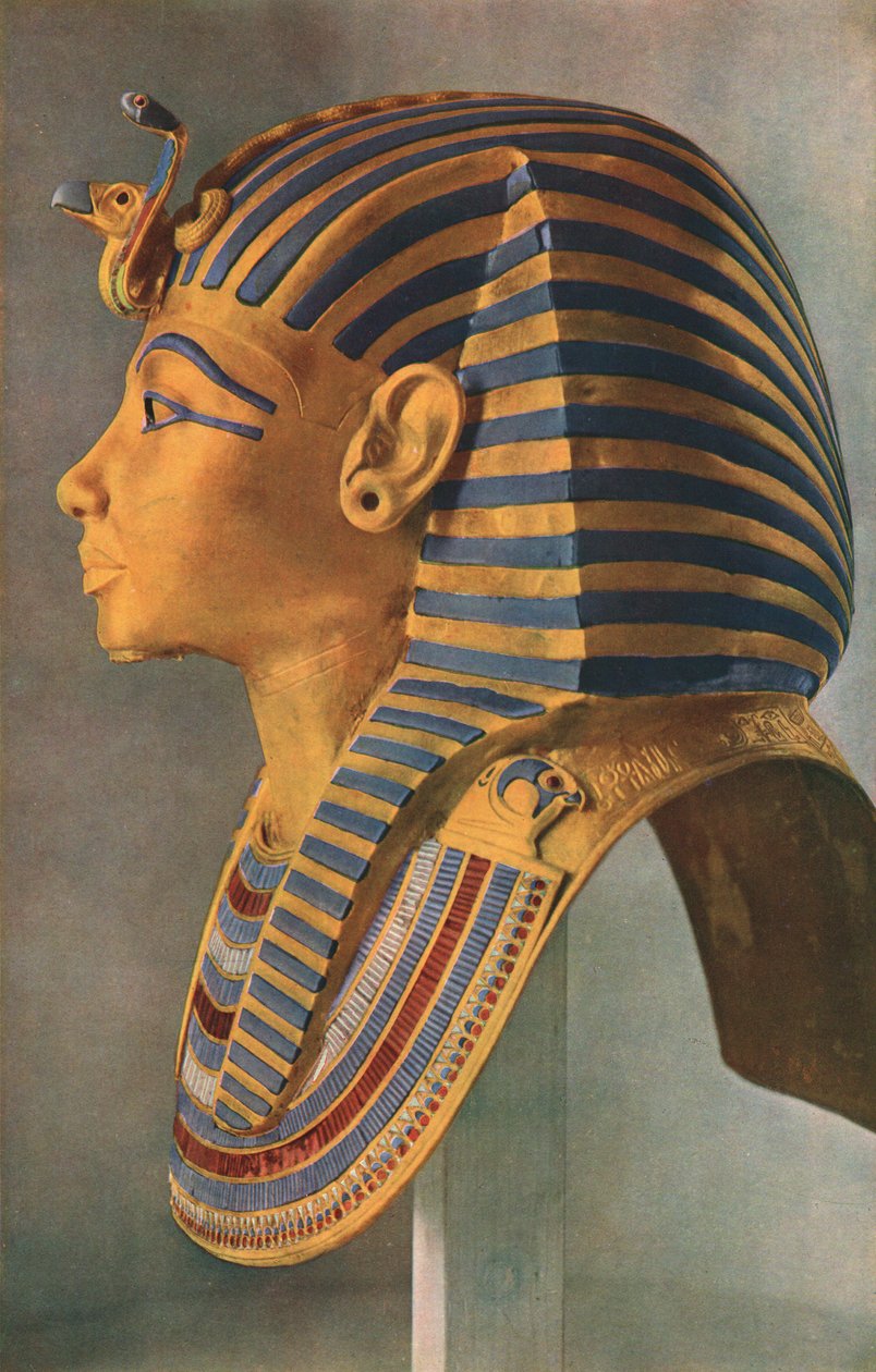 Tutankhamens dødsmaske, 1323 f.Kr., c1910-1935 av Unbekannt
