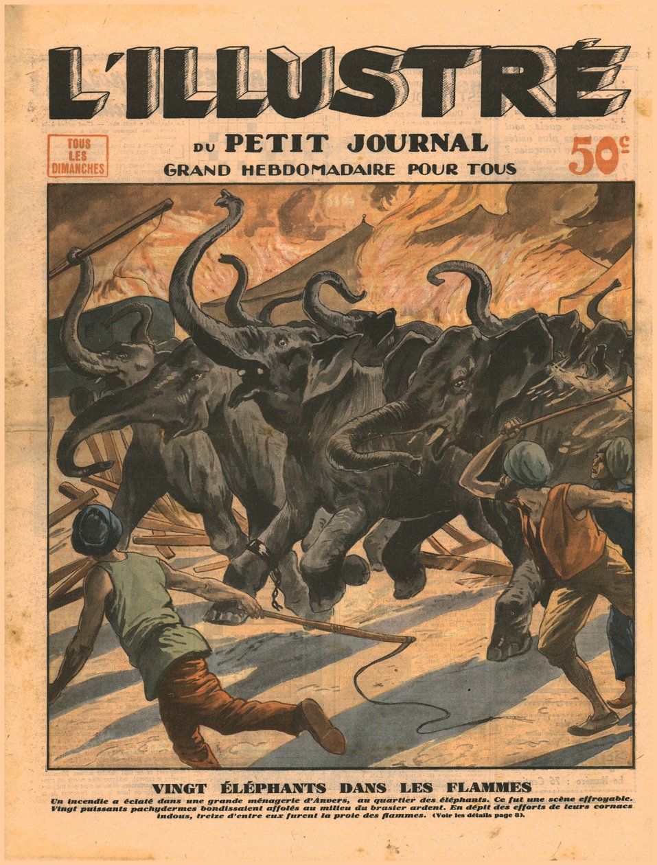 Tjue elefanter i flammene, 1932. av Unbekannt