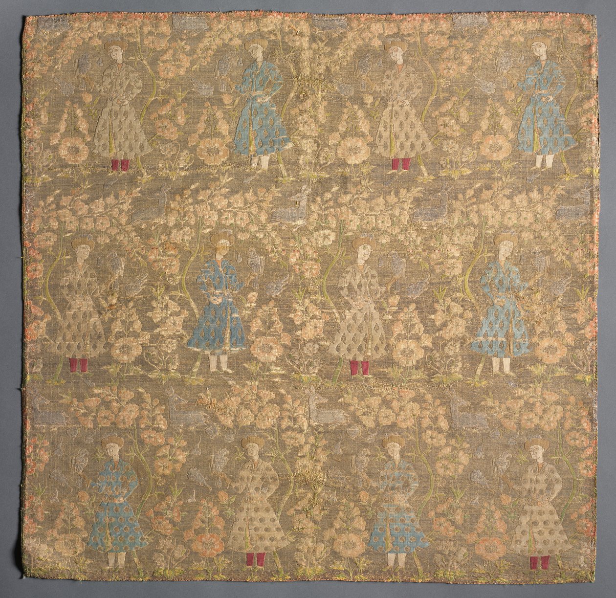 Twillvev med falkoner blant rosebusker, 1650-1699. av Unbekannt