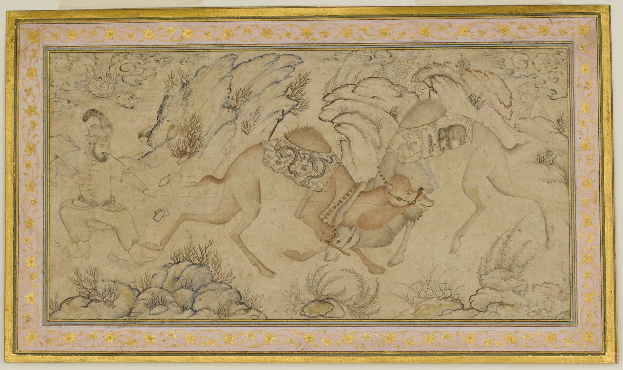 Two Camels Fighting, sent på 1500-tallet - begynnelsen av 1600-tallet. av Unbekannt