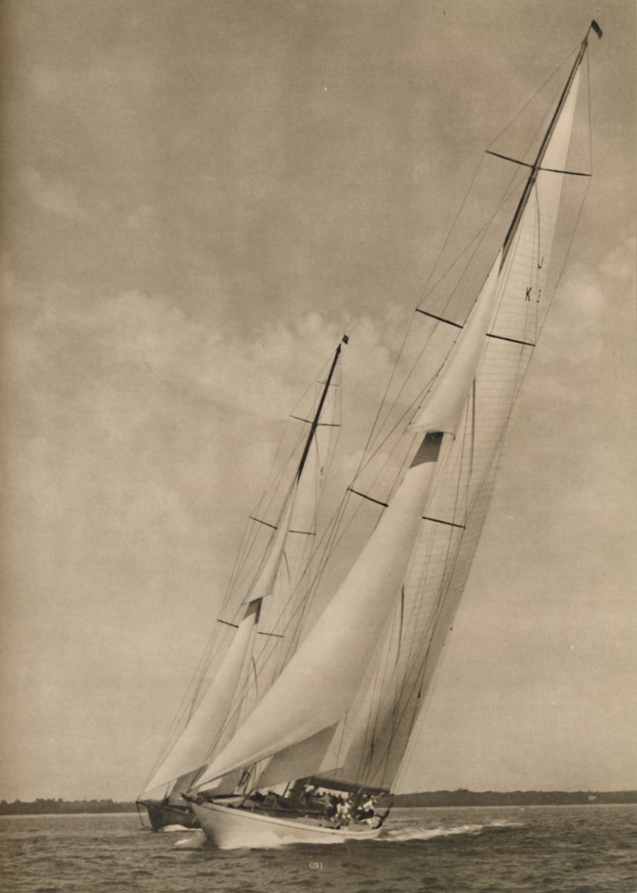 To kjente yachter i en spennende konkurranse, 1936 av Unbekannt
