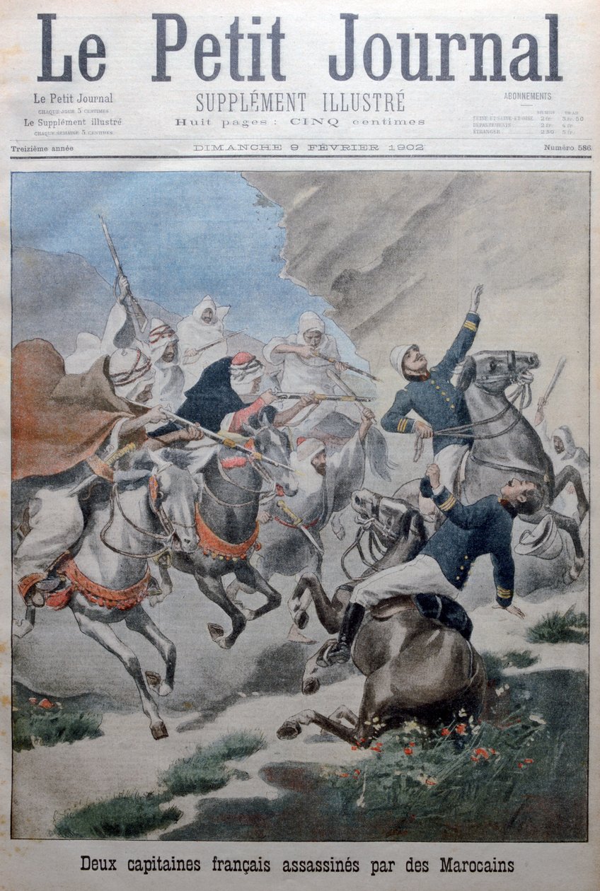 To franske hærkapteiner angrep og drept av marokkanere, Marokko, 1902 av Unbekannt