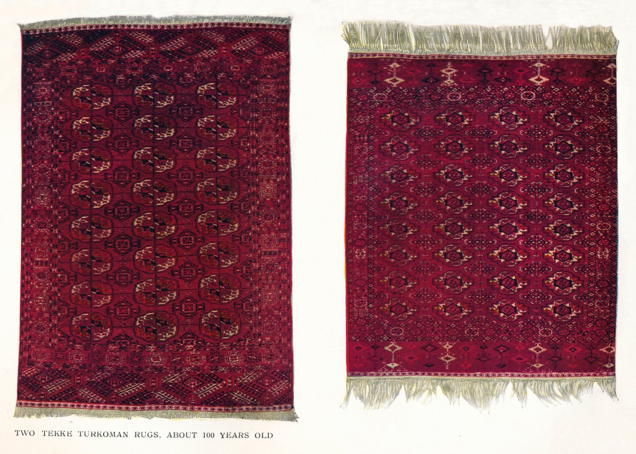 To Tekke Turkoman tepper, c1800 av Unbekannt