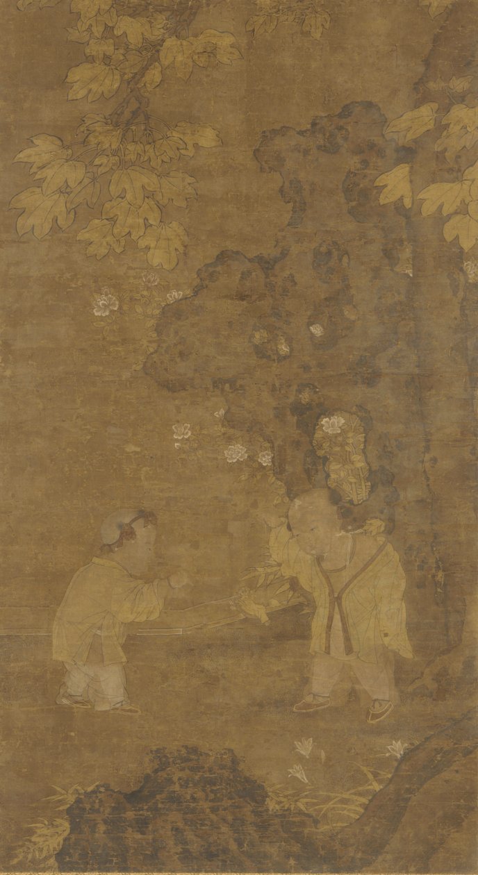 To gutter som leker med dukken til en løve, Ming-dynastiet, 1400-1500-tallet. av Unbekannt