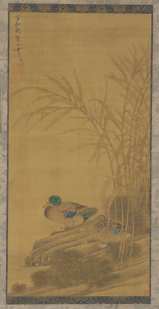 To ender blant siv ved vannkanten, Ming- eller Qing-dynastiet, 1400-1700-tallet. av Unbekannt