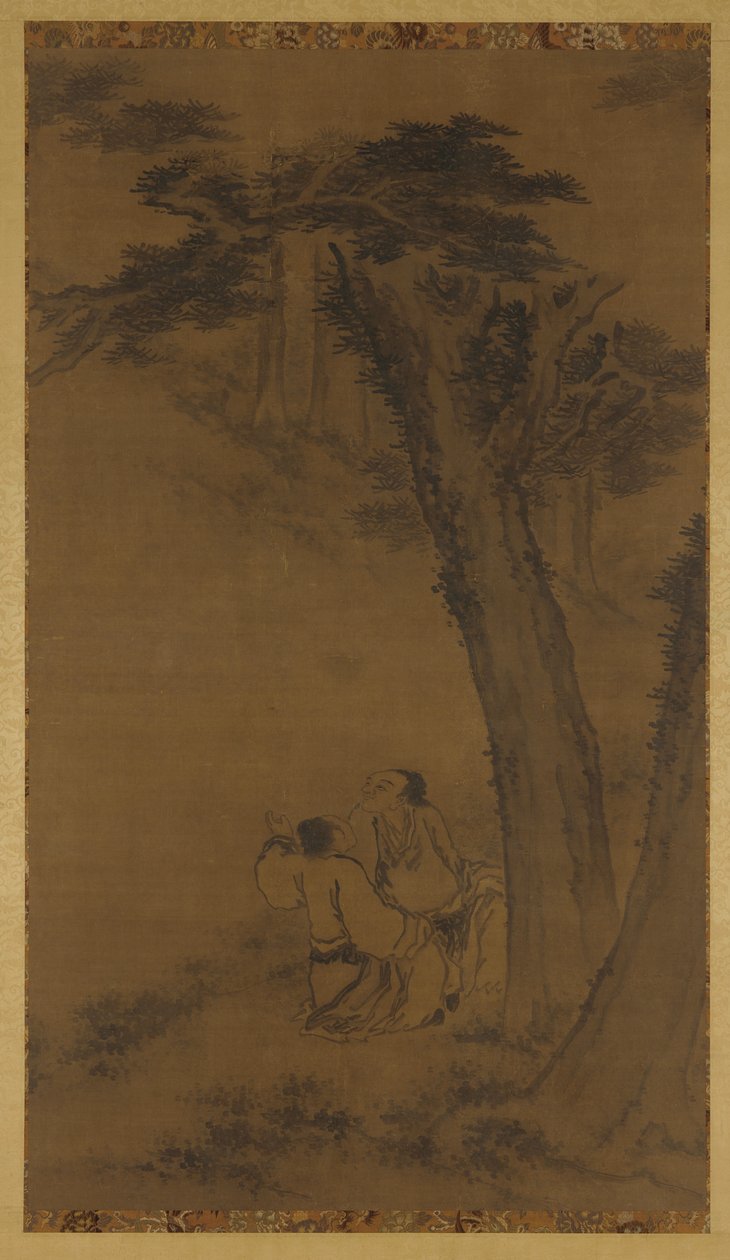 To figurer på en åsside under trær, Ming- eller Qing-dynastiet, 1600-tallet. av Unbekannt