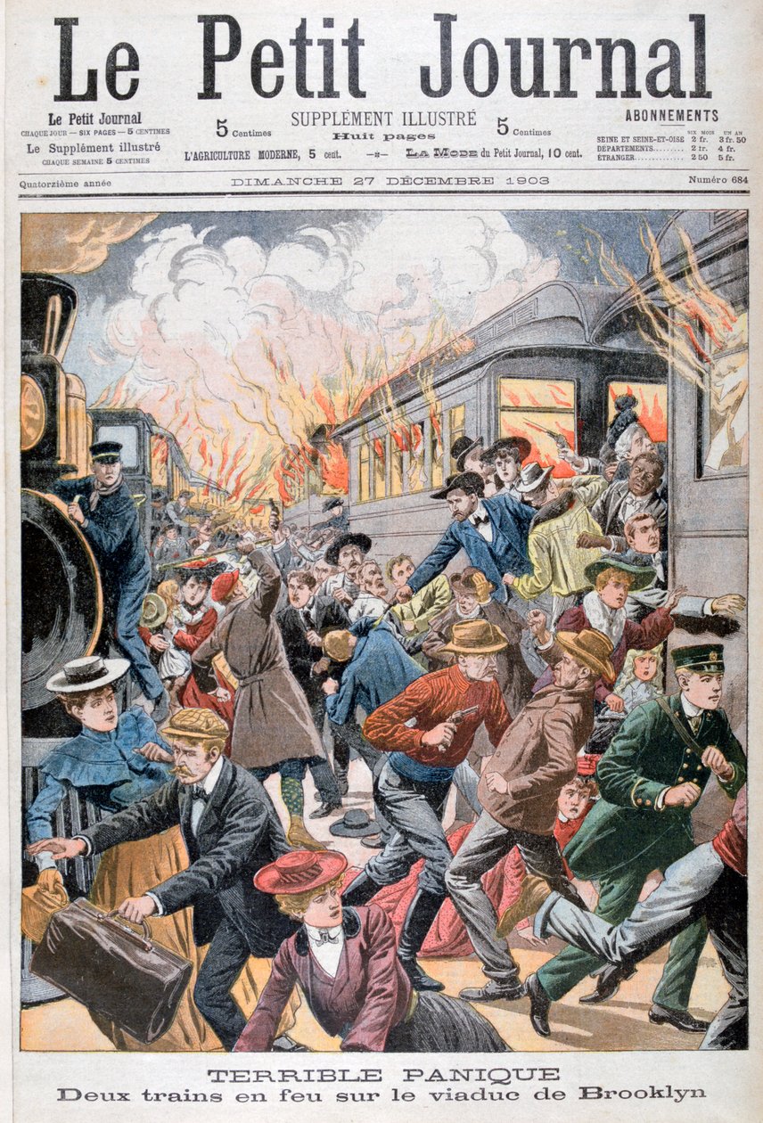 To tog i brann på Brooklyn Bridge, 1903 av Unbekannt