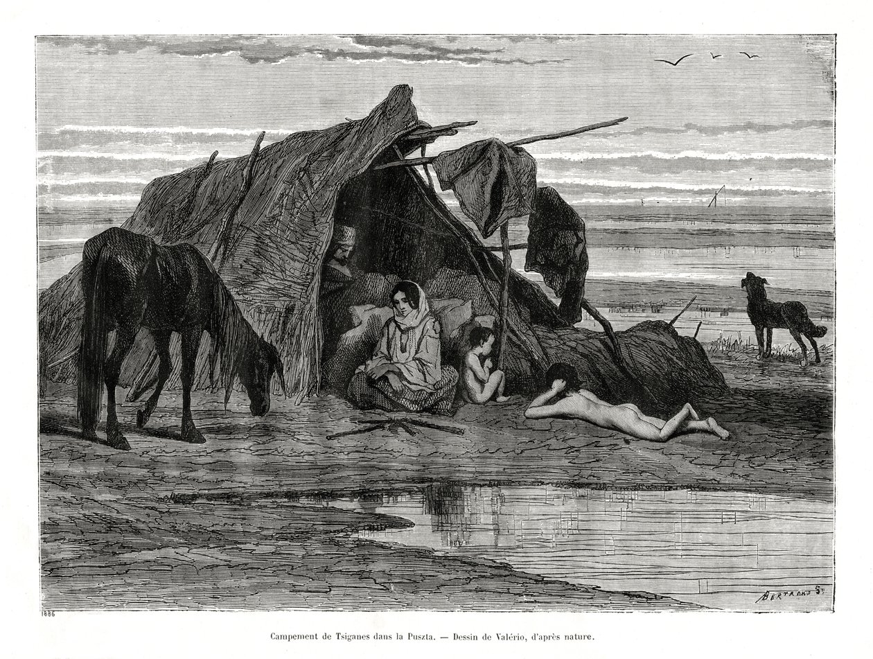 Tziganes camping i Puszta, 1886 av Unbekannt