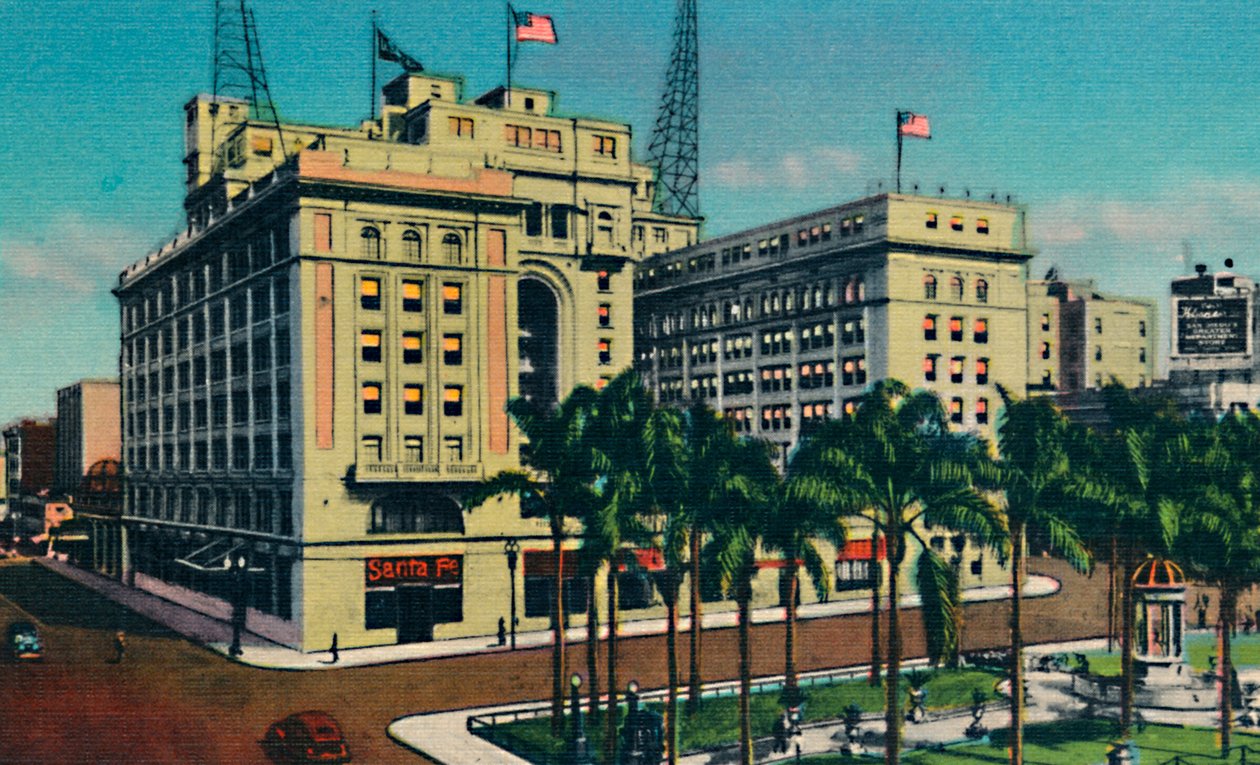 OSS. Grant Hotel og Plaza. San Diego, California, c1941 av Unbekannt