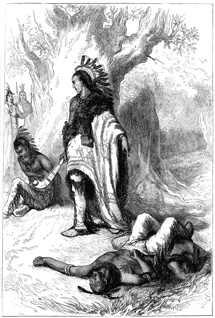 Uncas og Miantonomoh, 1643 c1880 av Unbekannt