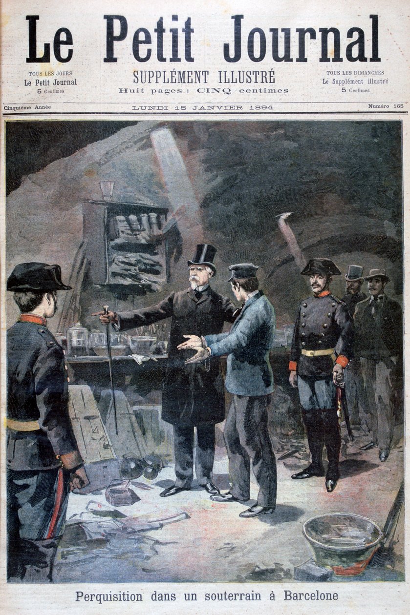 Underjordisk søk etter anarkister, Barcelona, 1894 av Unbekannt
