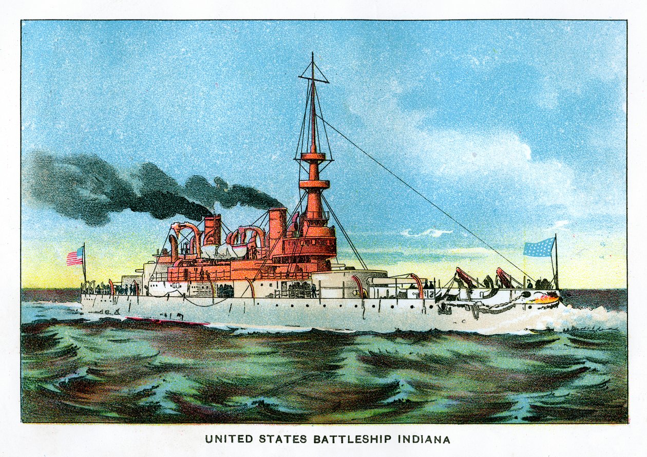 USAs slagskip Indiana, c1890-tallet av Unbekannt