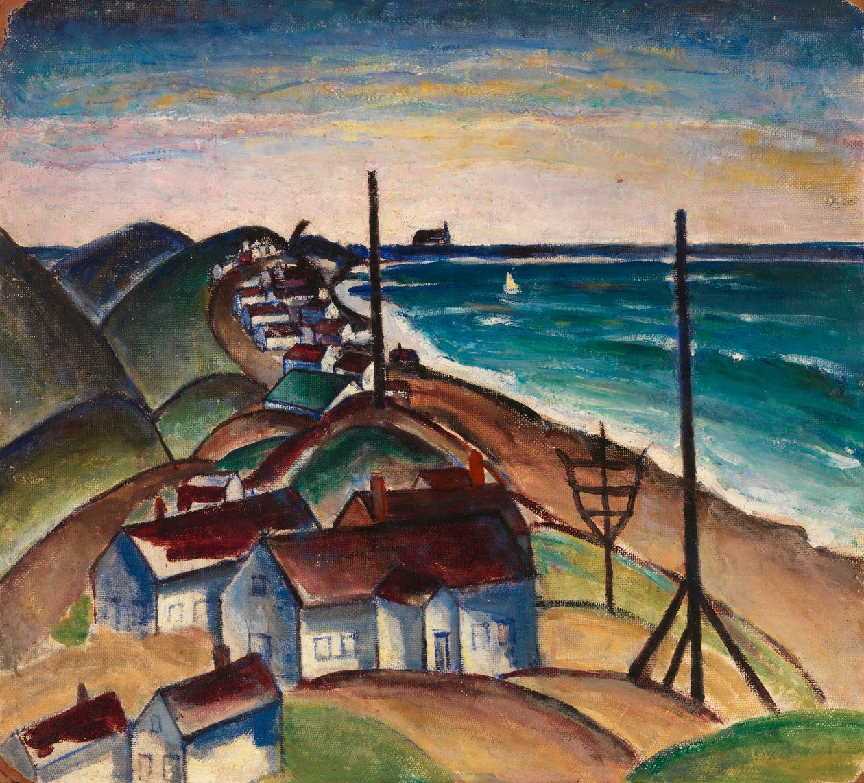 Uten tittel Seascape with Houses on Beach. av Unbekannt