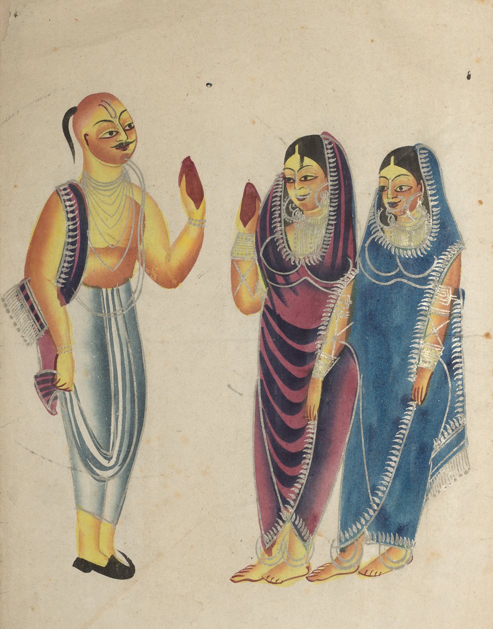 Vaishnava Devotee med to kvinner, 1800-tallet. av Unbekannt