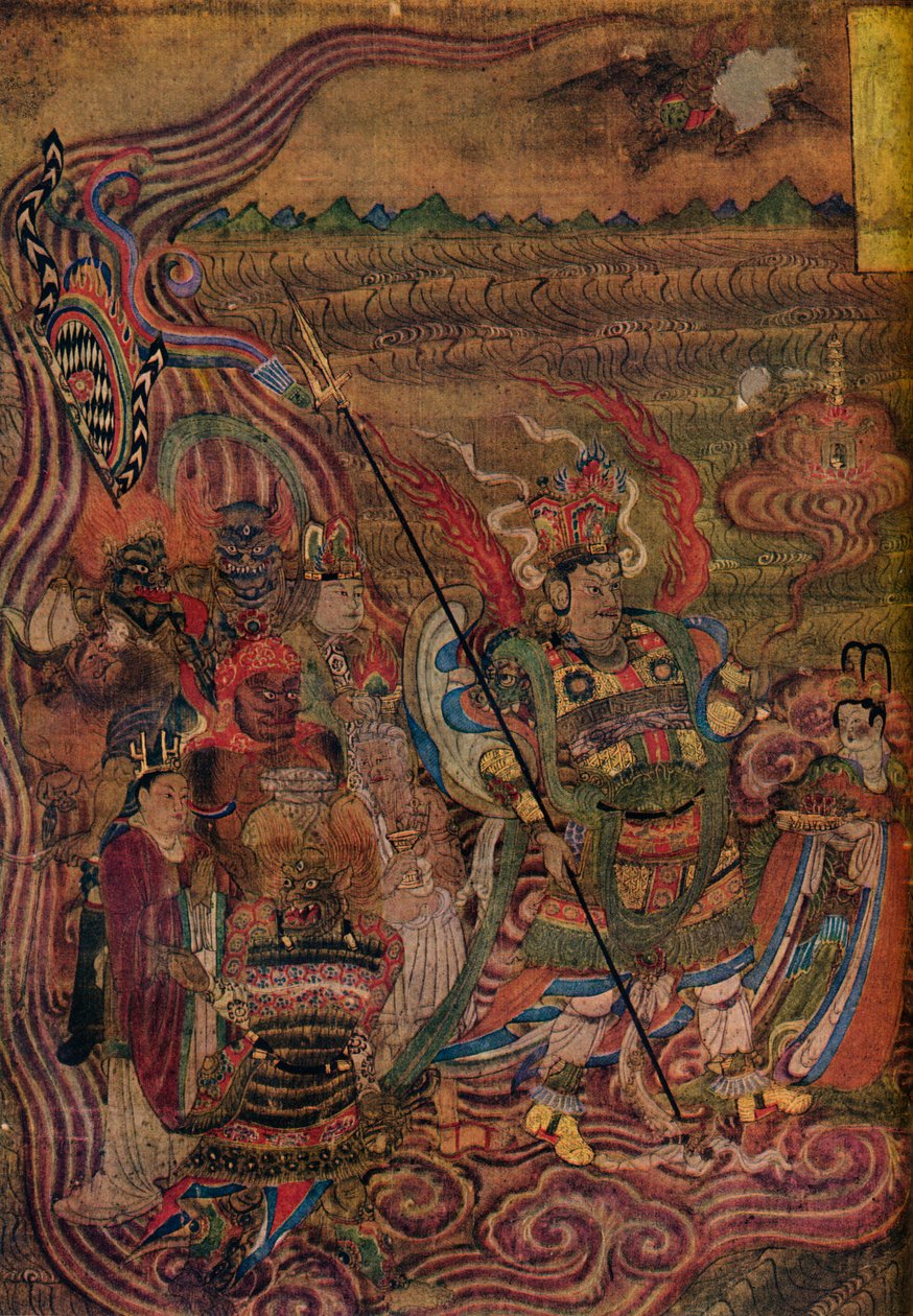 Vaishravana reiser over bølgene, fra Caves of the Thousand Buddhas, c900 av Unbekannt