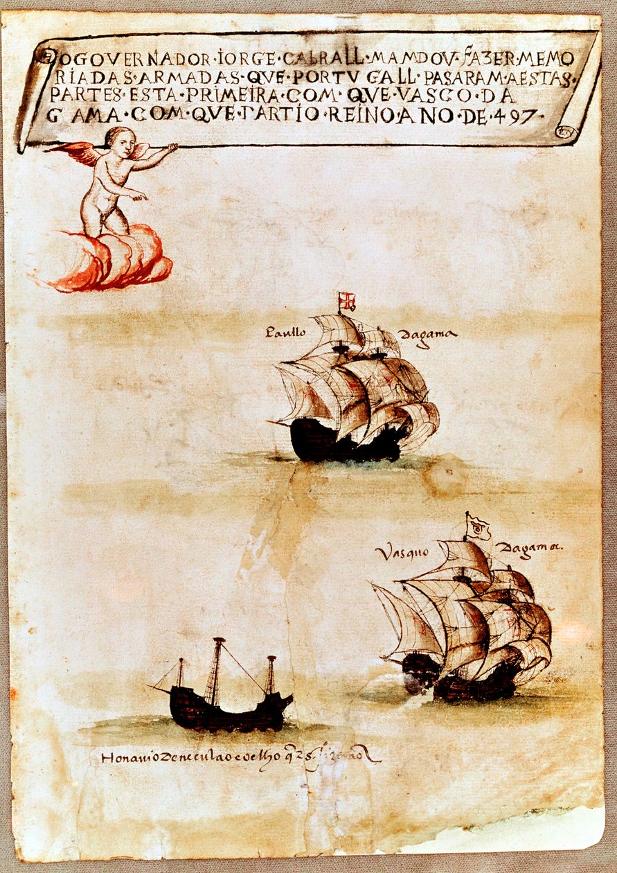 Vasco da Gamas flåte til sjøs, 1497 av Unbekannt