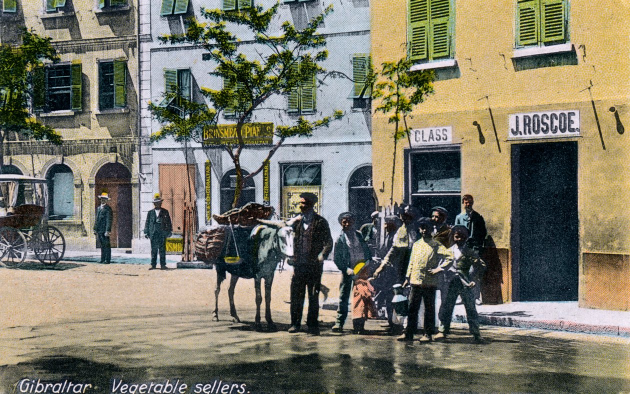 Grønnsakselgere, Gibraltar, 1945 av Unbekannt