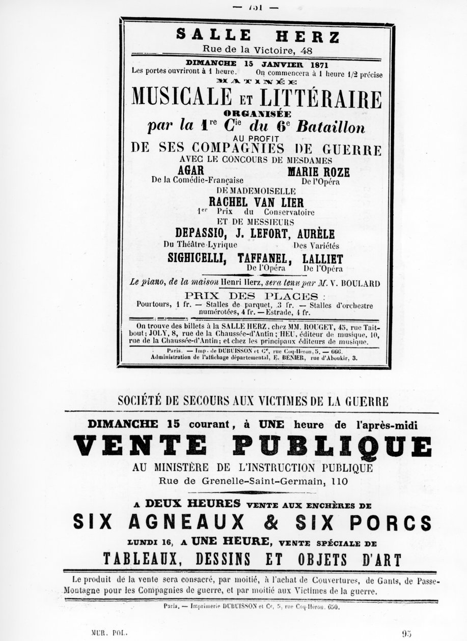Vente Publique, fra franske politiske plakater fra Paris-kommunen, mai 1871 av Unbekannt