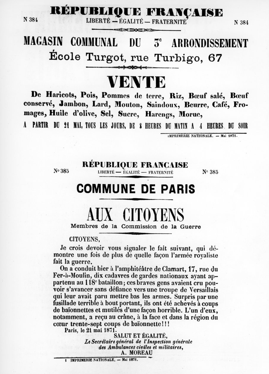 Vente, fra franske politiske plakater fra Paris-kommunen, mai 1871 av Unbekannt