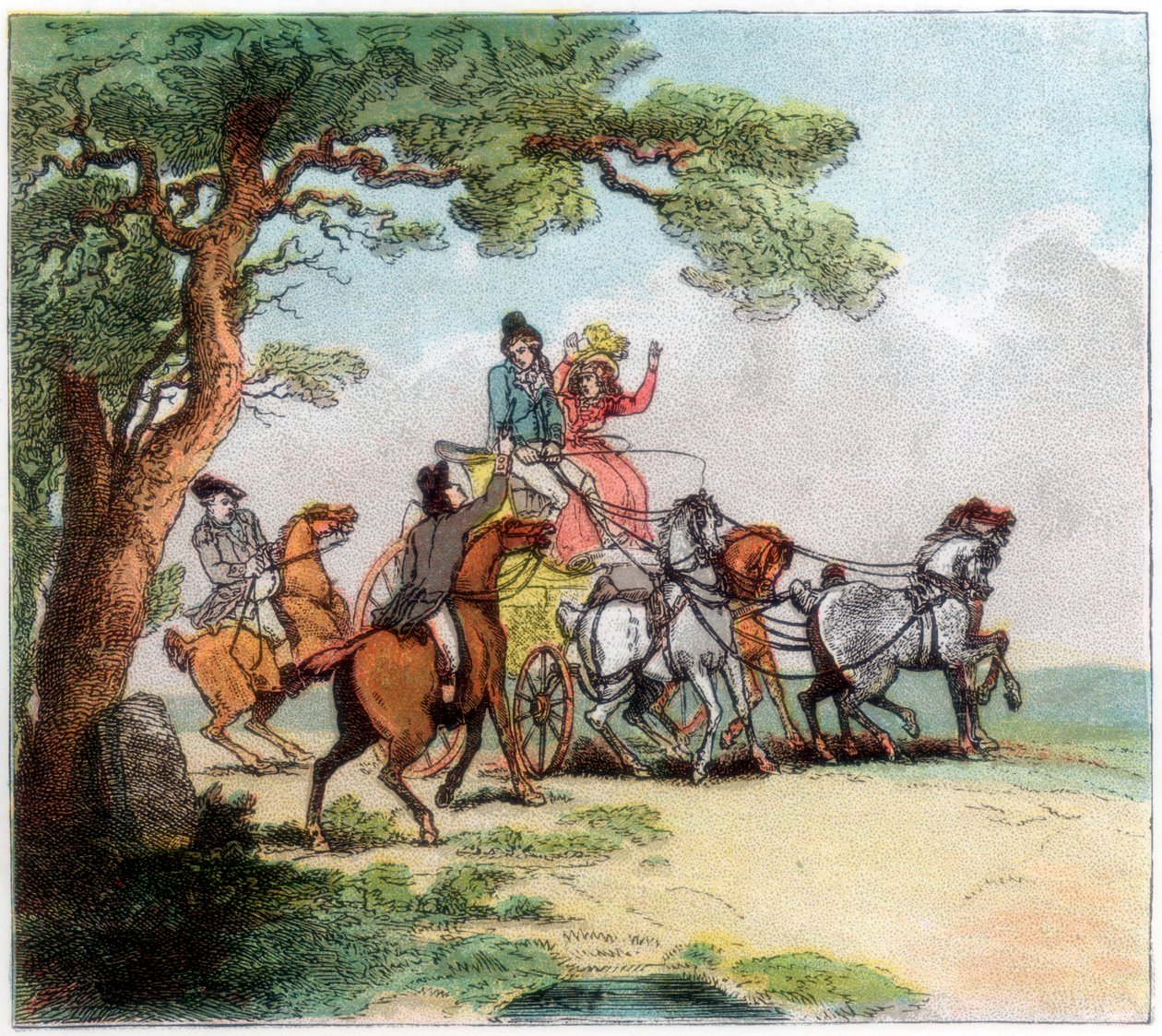 Omskiftelser på veien i 1787, motorveimannen, Lord Barrymore stoppet, 1890 av Unbekannt