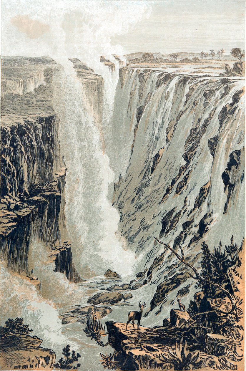 Victoria Falls, Afrika, sett fra øst, 1866 av Unbekannt