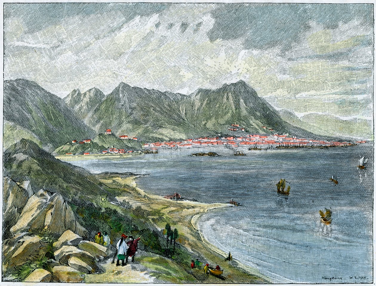 Victoria, Hong Kong, fra det kinesiske fastlandet, c1890 av Unbekannt
