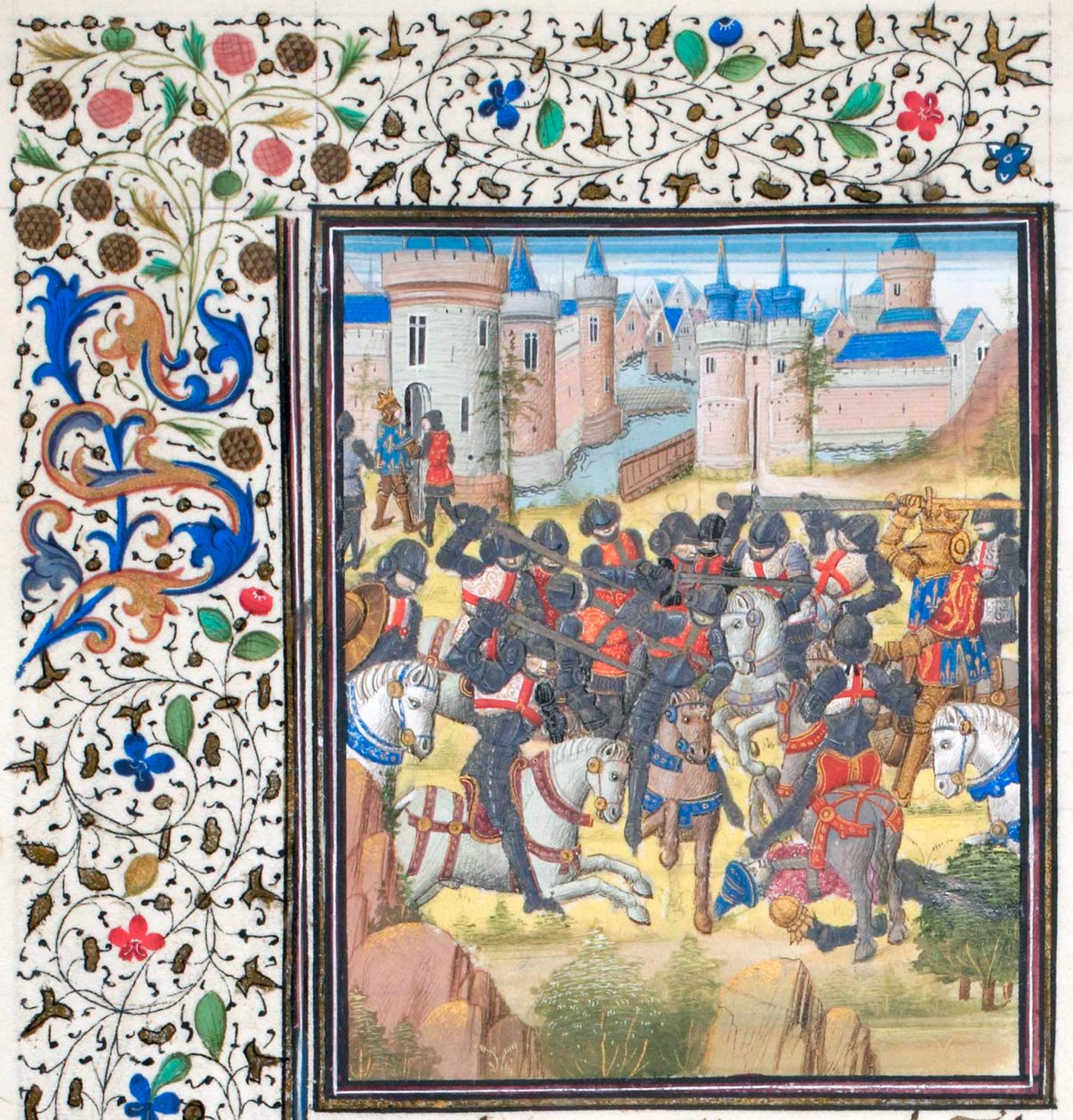 Richard Løvehjertes seier over Filip Augustus i 1198. Miniatyr fra Historia av Vilhelm av Tyrus, 1460-tallet av Unbekannt