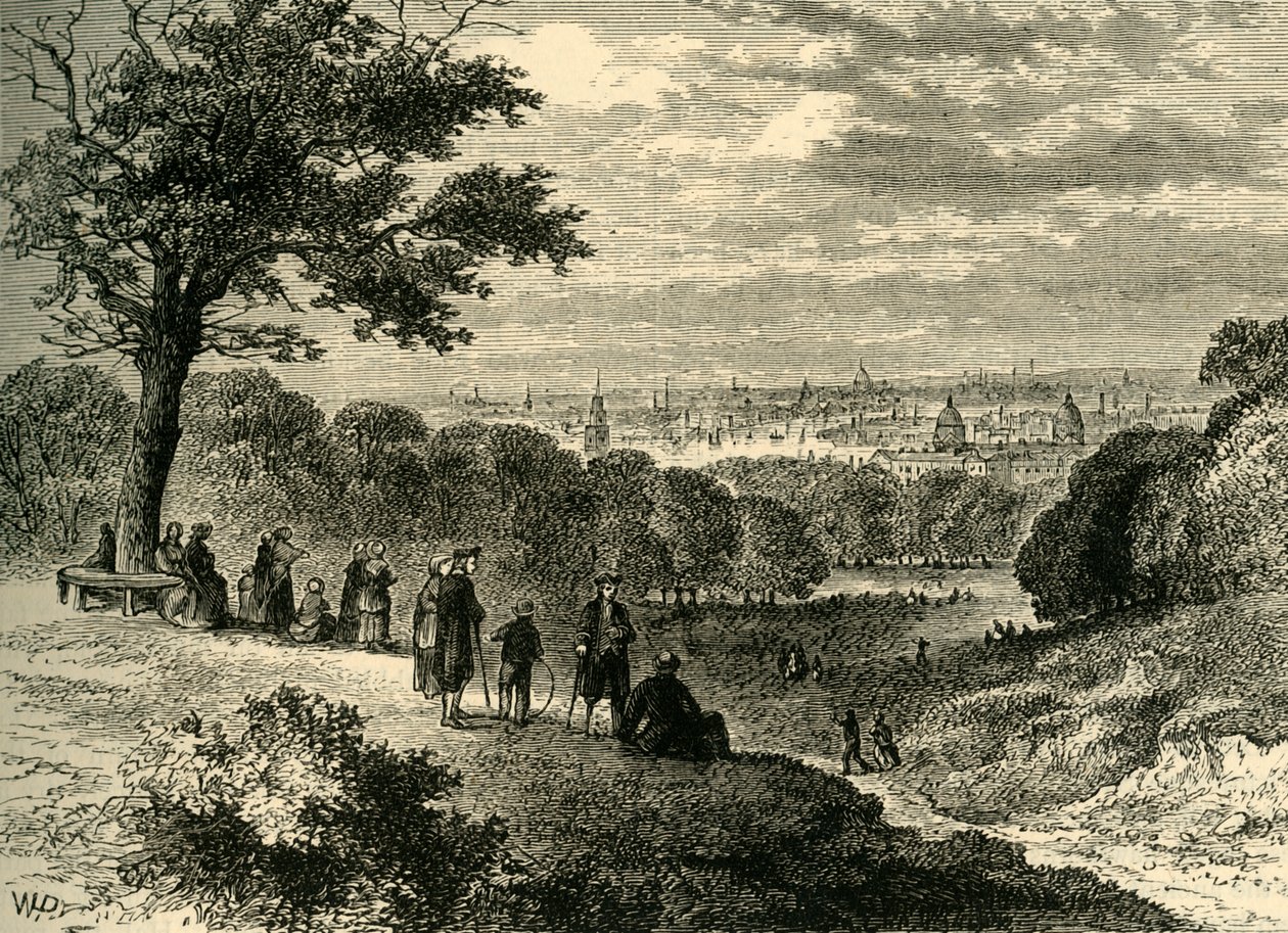 Utsikt fra One-Tree Hill, Greenwich Park, i 1846, c1878. av Unbekannt