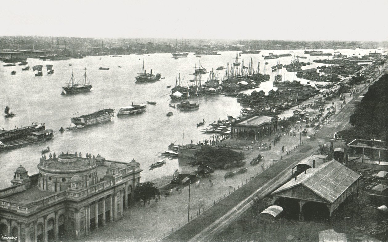 Utsikt fra Hooghly Bridge, Calcutta, India, 1895. av Unbekannt
