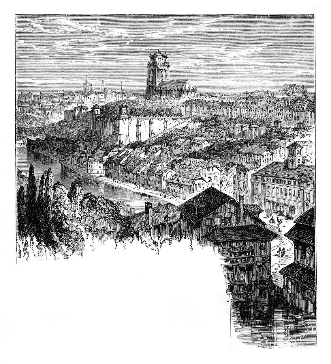 Utsikt i Bern, Sveits, c1888 av Unbekannt