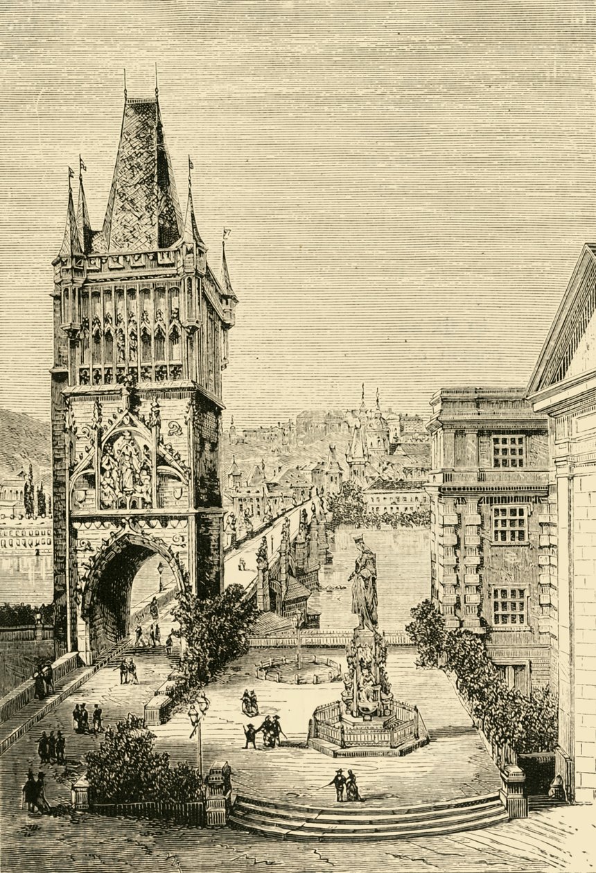 Utsikt i Praha - Brotårnet, 1890. av Unbekannt