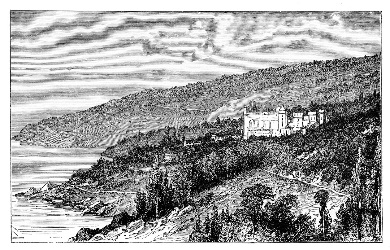 Utsikt på Krim: Palace Woronzow, Alupka, Ukraina, c1888 av Unbekannt