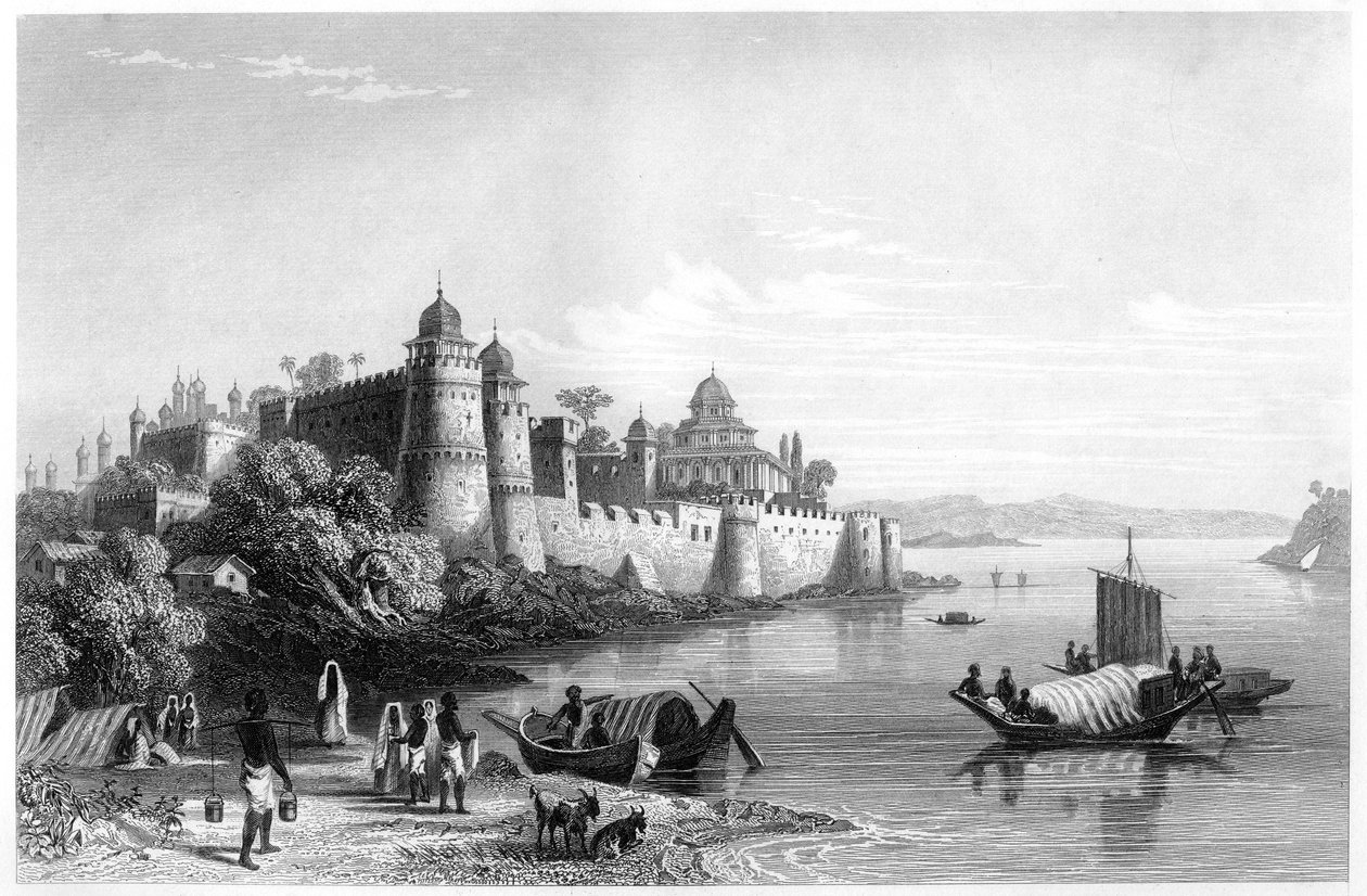 Utsikt over Allahabad, som viser fortet, c1860 av Unbekannt