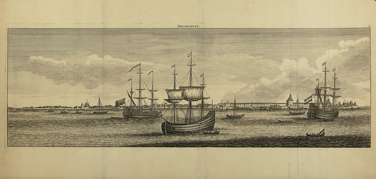 Utsikt over Arkhangelsk, ca 1770 av Unbekannt