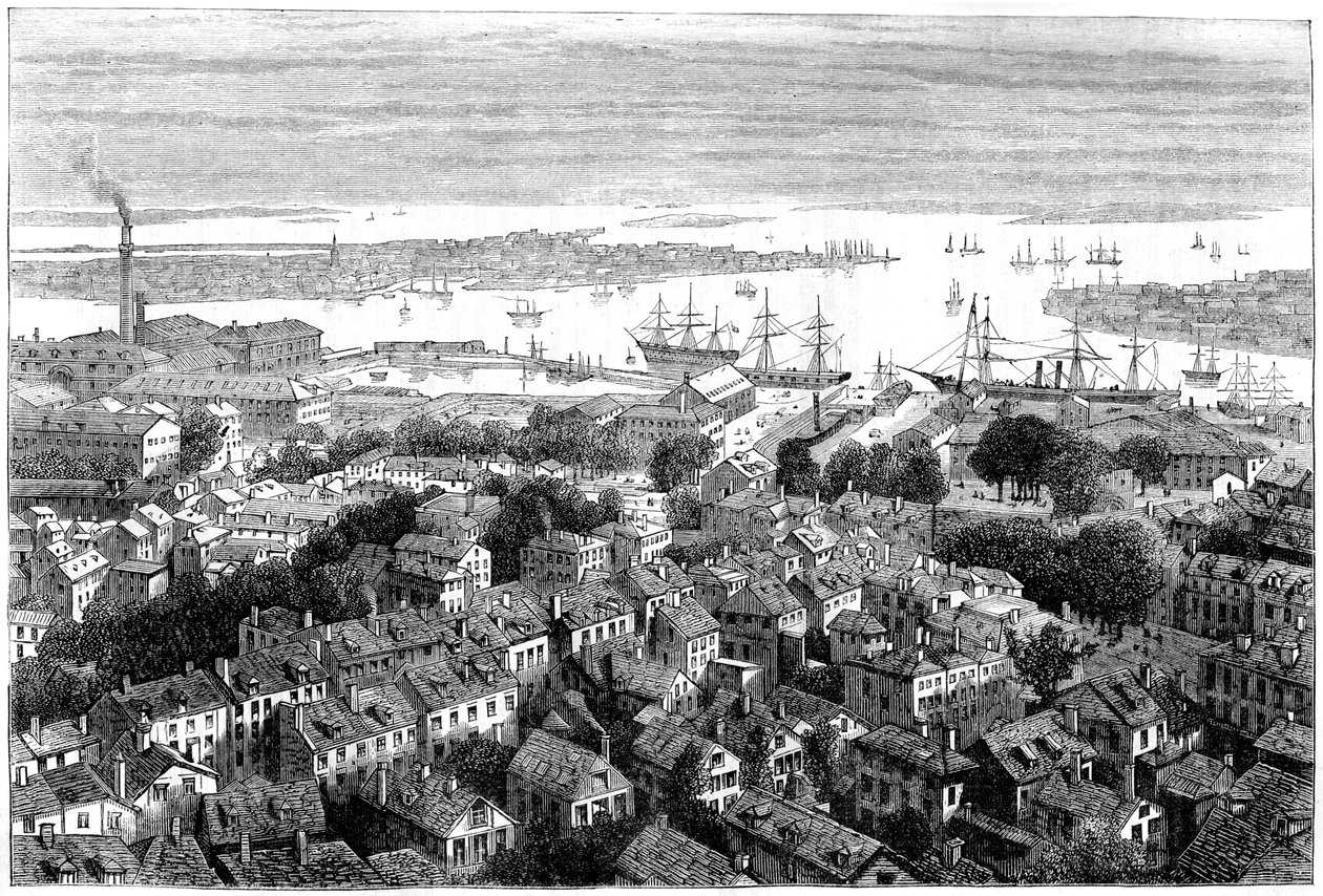 Utsikt over Boston fra Bunkers Hill, Massachusetts, c1770s c1880 av Unbekannt