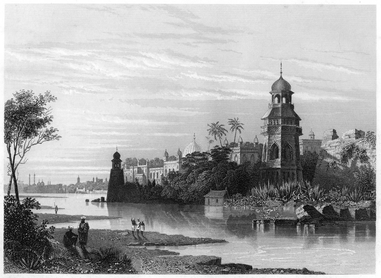 Utsikt over Delhi fra elven som viser Kings palace, c1860 av Unbekannt