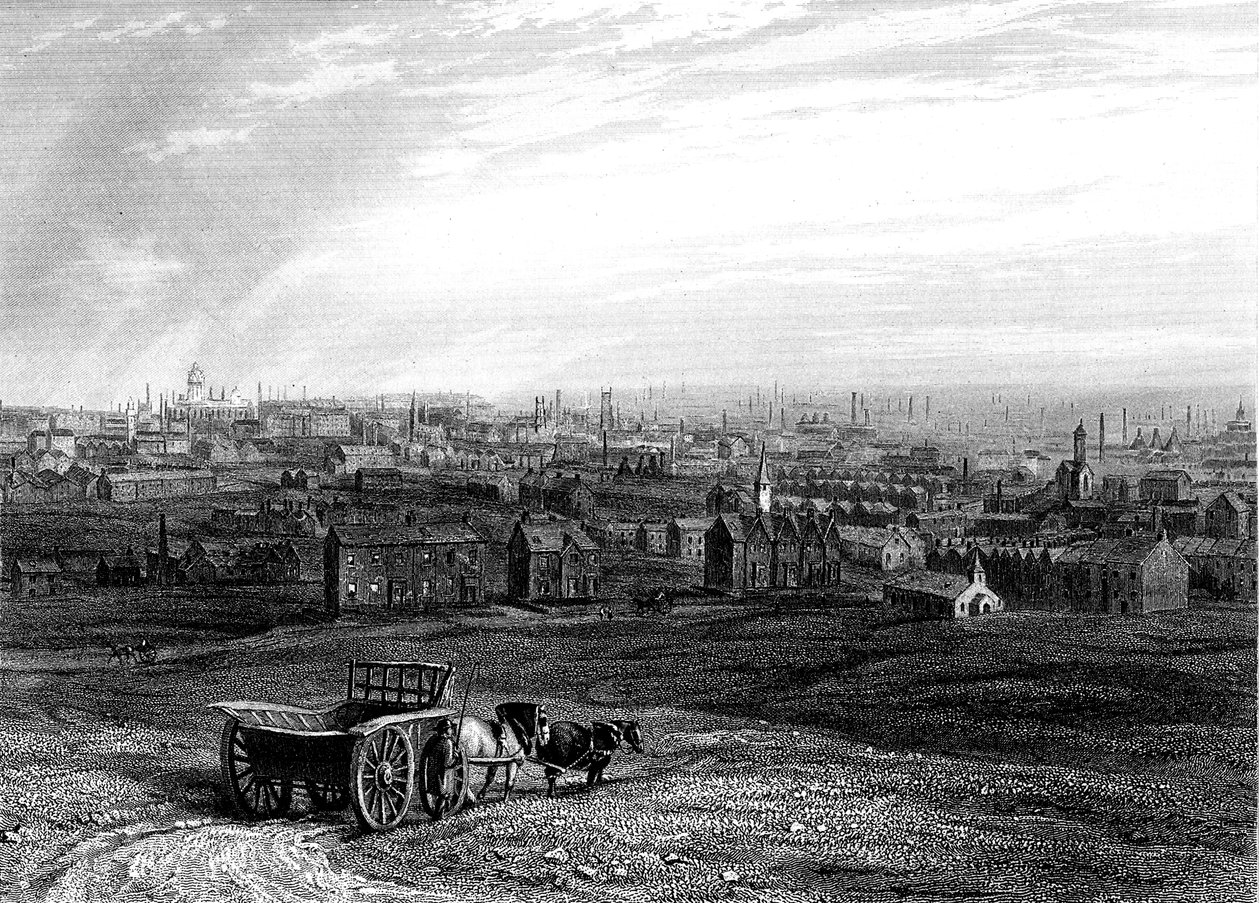 Utsikt over Leeds, Yorkshire, tidlig på 1800-tallet av Unbekannt