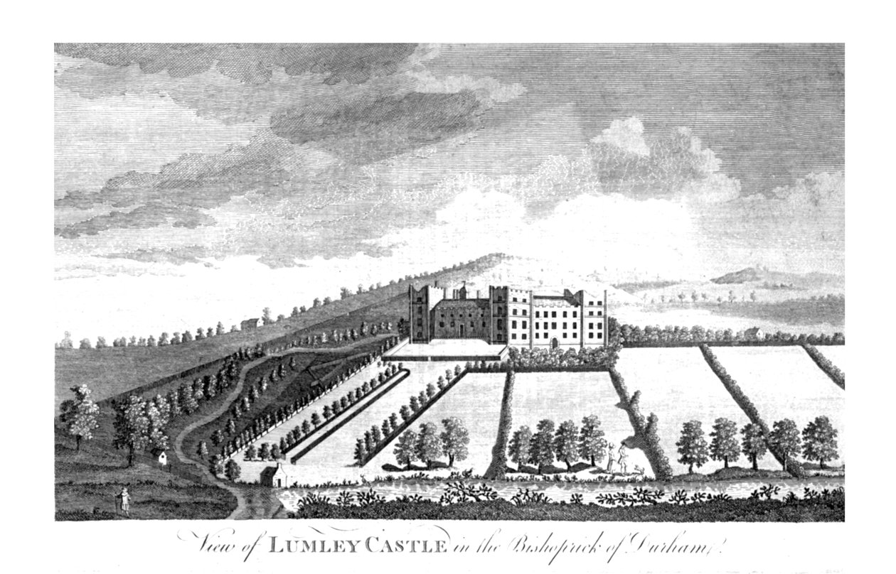 Utsikt over Lumley Castle i Bishoprick of Durham., c1779-1790 av Unbekannt