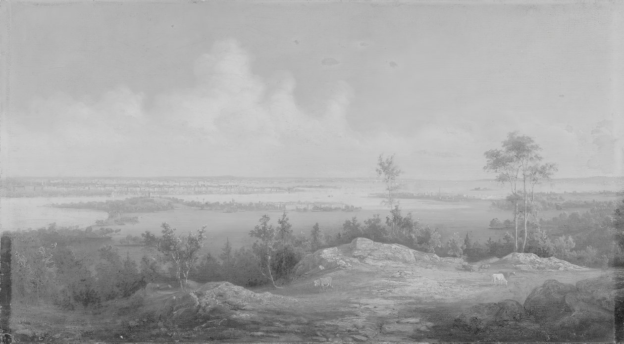 Utsikt over New York fra New Jersey, ca. 1850. av Unbekannt