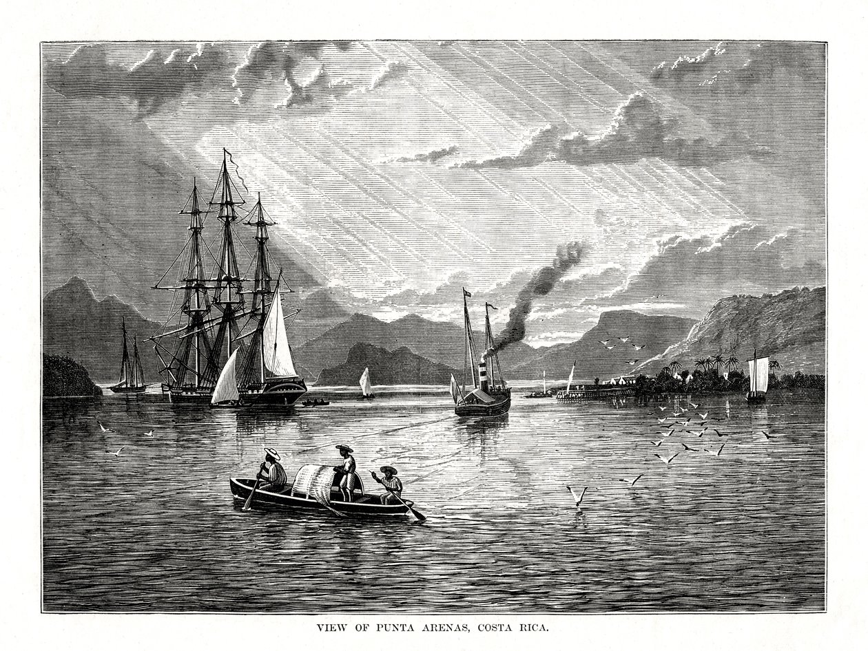 Utsikt over Punta Arenas, Costa Rica, 1877 av Unbekannt