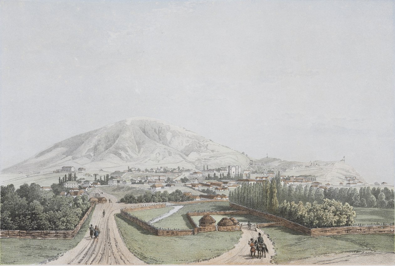 Utsikt over Pyatigorsk, midten av det 19. århundre av Unbekannt
