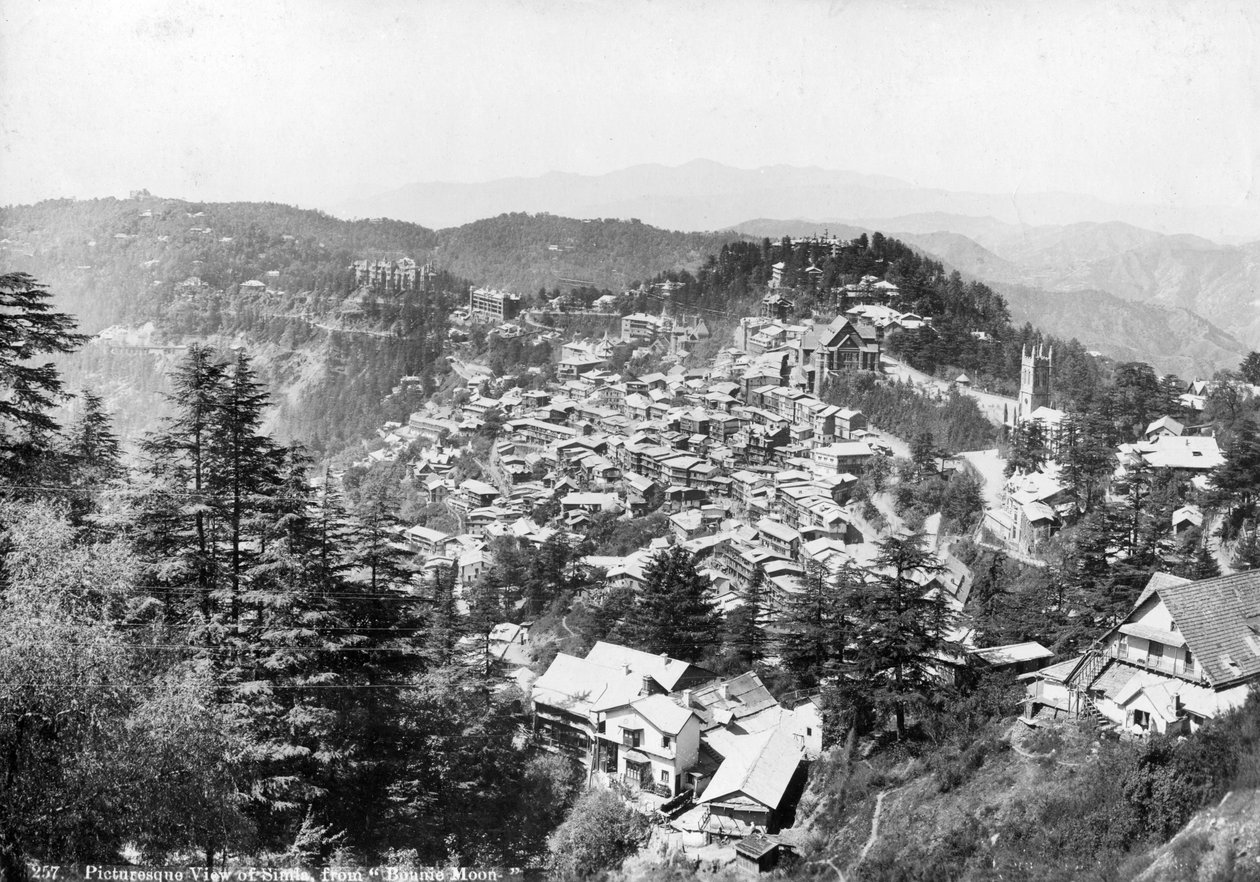 Utsikt over Shimla, fra Bonnie Moon, India, 1900-tallet av Unbekannt
