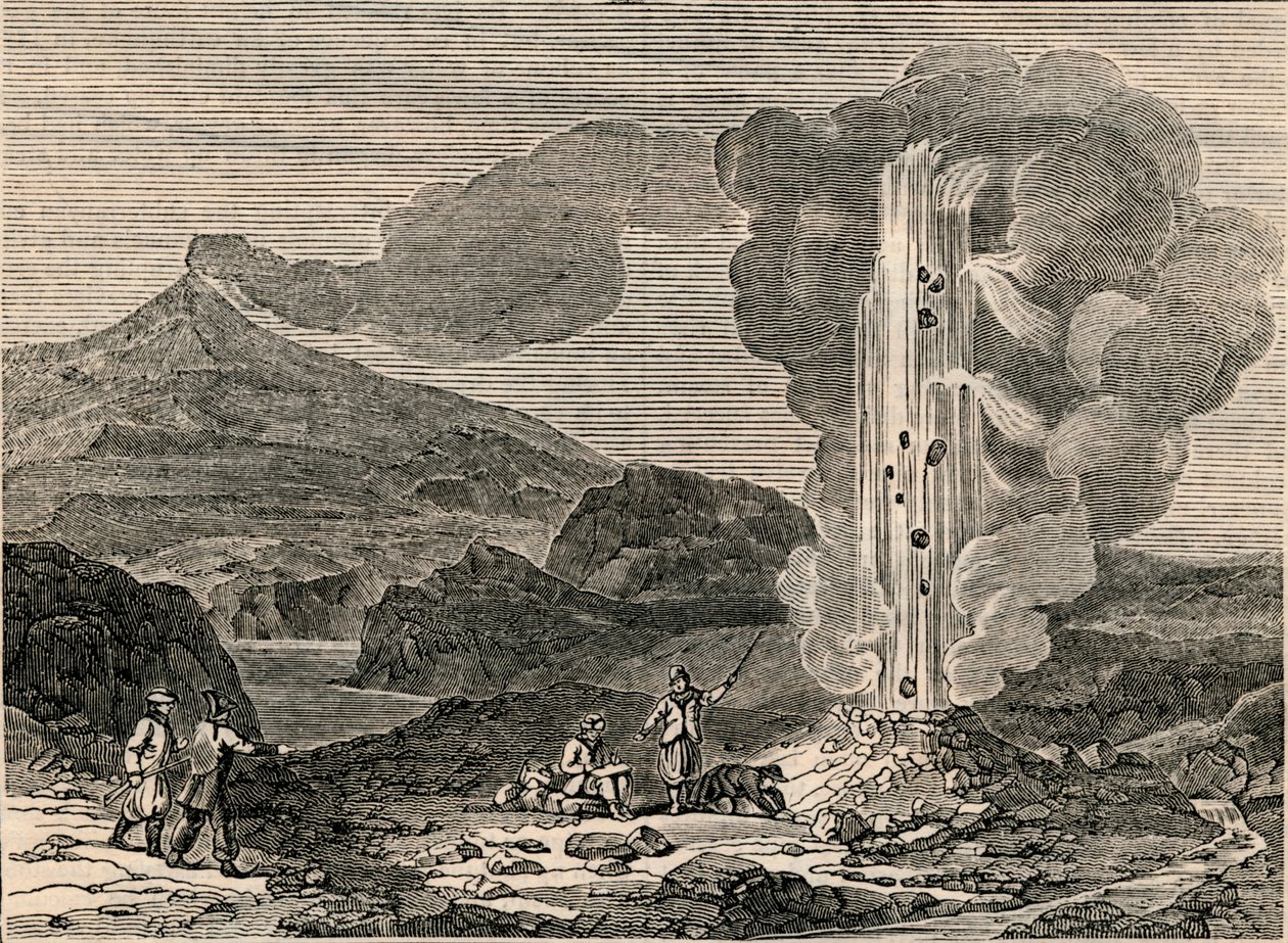 Utsikt over en geysir, eller varm fontene, 7. desember 1833. av Unbekannt