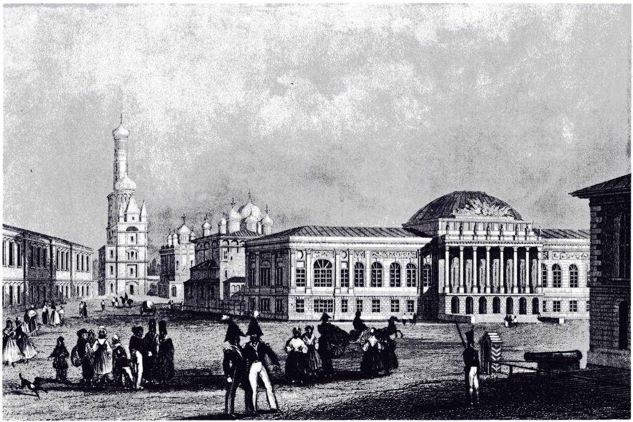 Utsikt over våpenhuset i Moskva, ca 1835 av Unbekannt