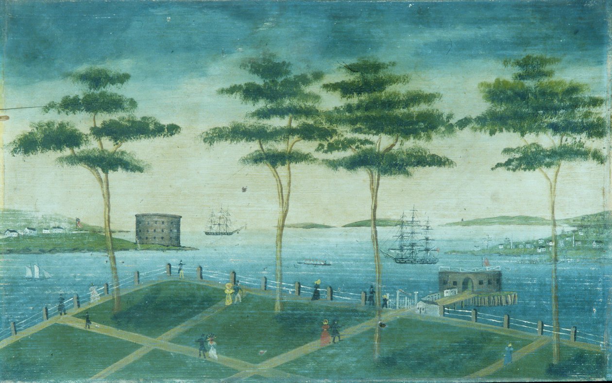 Utsikt over batteriet, New York, 1800-1850. av Unbekannt